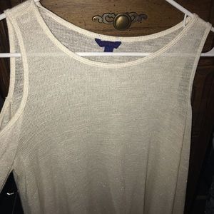 Cream Bell Sleeved "Cold Shoulder" Top